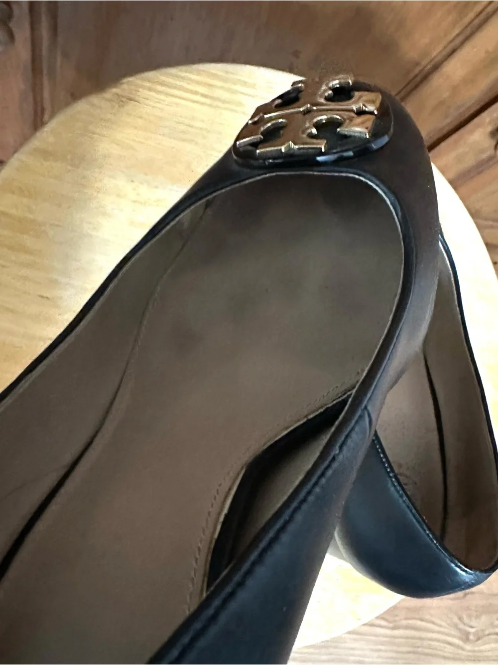 Tory Burch Black Leather 2” Block Heel Pumps 7